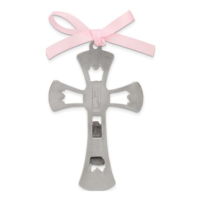 Pewter Protect This Child With Praying Girl And Pink Ribbon Crib Cross – view 3