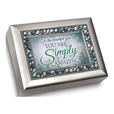 Silver-Tone Jeweled Music Box