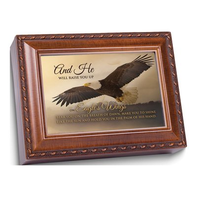 On Eagle's Wings Musical Woodgrain Resin Box