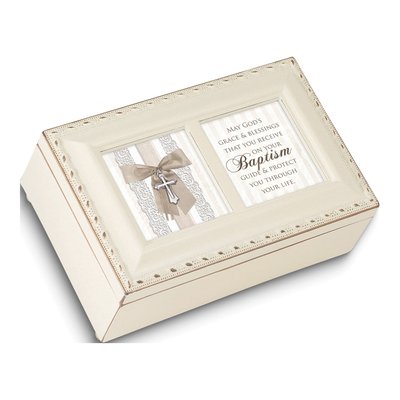 Ivory Resin Baptism Music Box