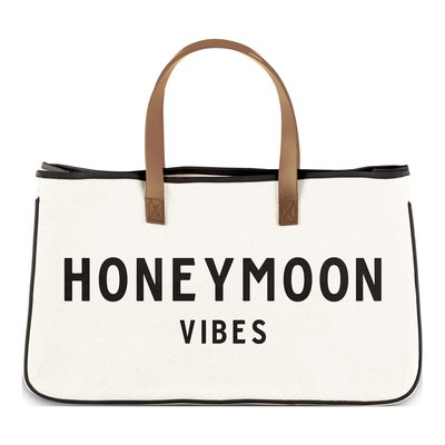 HONEYMOON VIBES Canvas Tote with Leather Handles