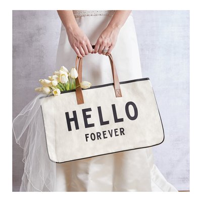 HELLO FOREVER Canvas Tote with Leather Handles – view 2