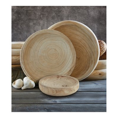 Hand-Carved Paulownia Wood Bowl, Natural Finish – view 2