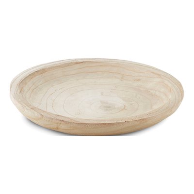 Hand-Carved Paulownia Wood Bowl, Natural Finish