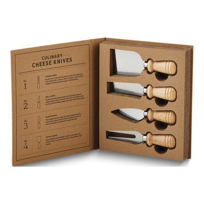 Paulownia Wood Cheese Utensil Book Set