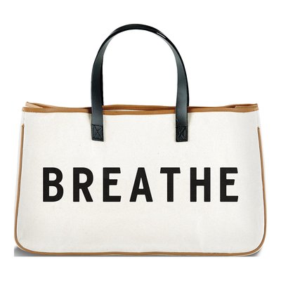 BREATHE Cotton Canvas Tote with Leather Handles
