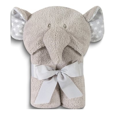 Grey Elephant Hooded Plush Towel for Kids