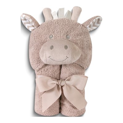 Brown Giraffe Hooded Plush Towel for Kids