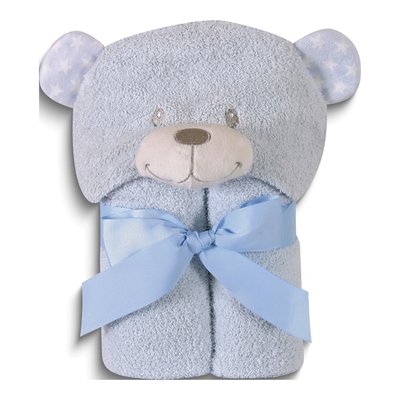 Blue Bear Hooded Plush Towel for Kids