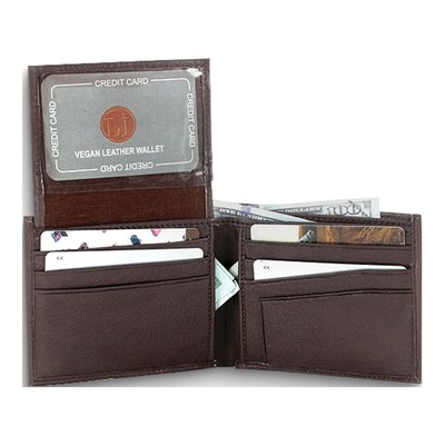 Men's Brown Vegan Leather Top Flap Wallet & Gift Box – view 2