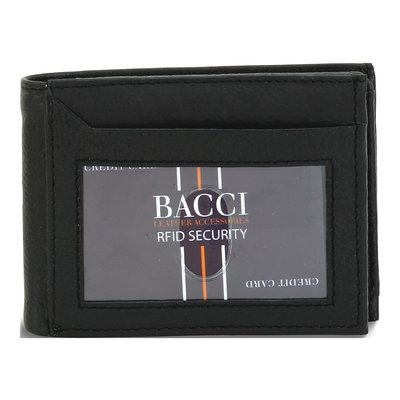 Men's Black Leather RFID Blocking Bifold Wallet