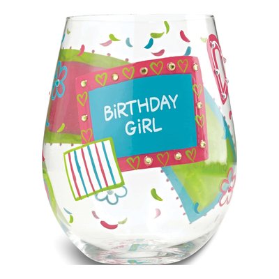 Lolita Hand-Painted Birthday Girl Stemless Glass