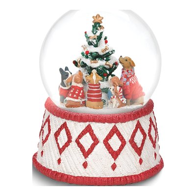 Glitterdome Musical Water Globe Dogs & Tree