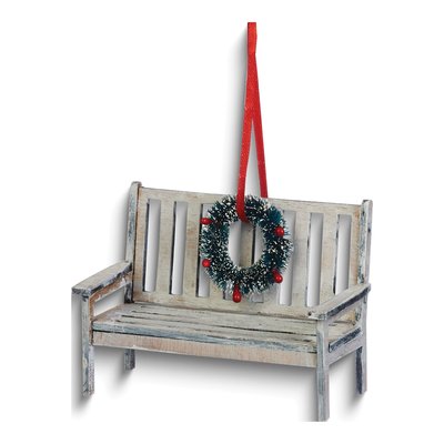 Christmas Wreath Wooden Bench Ornament