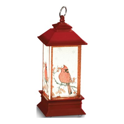 LED Square Lantern Ornament with Cardinals