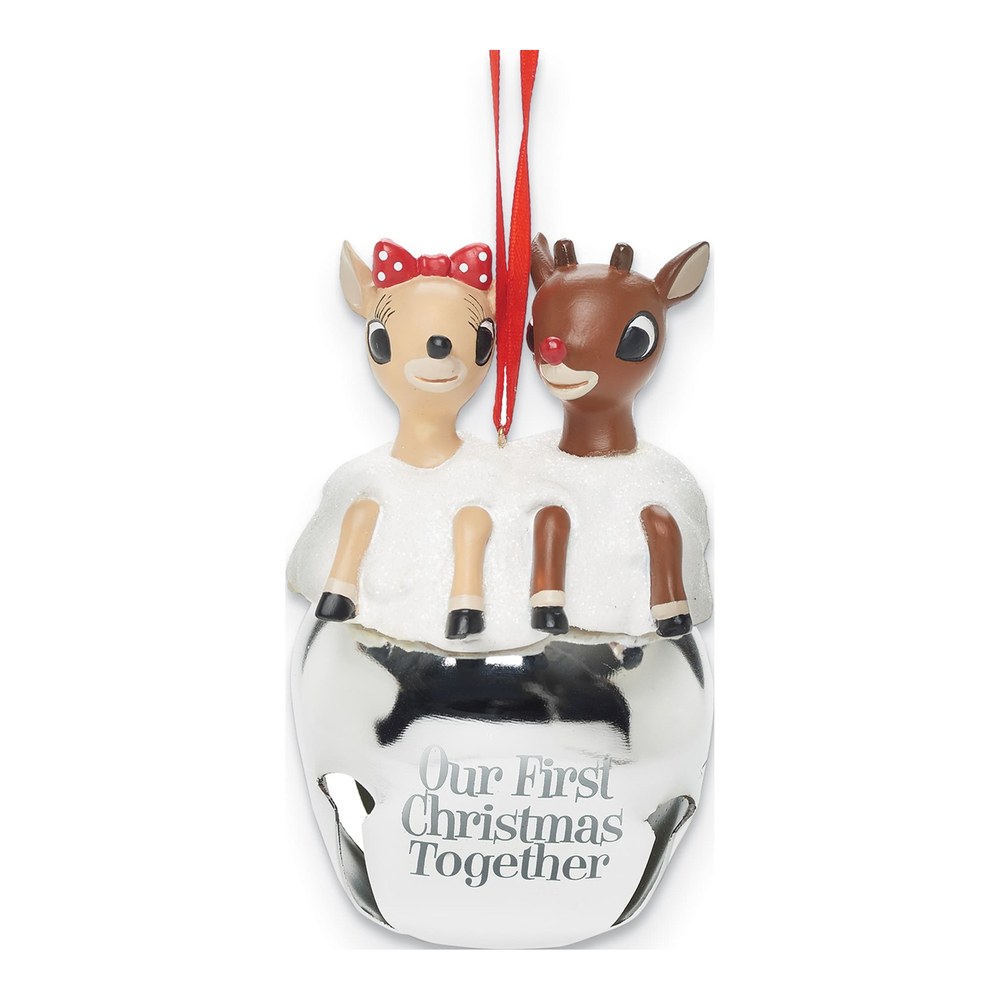 Rudolph & Clarice Resin Jingle Bell Ornament