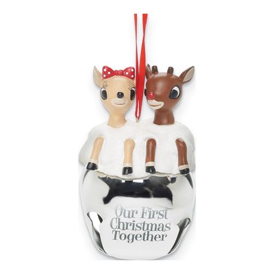 Rudolph & Clarice Resin Jingle Bell Ornament
