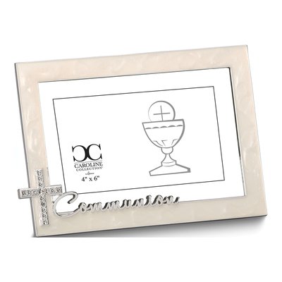 Silver-Tone Communion Cross Photo Frame Gift