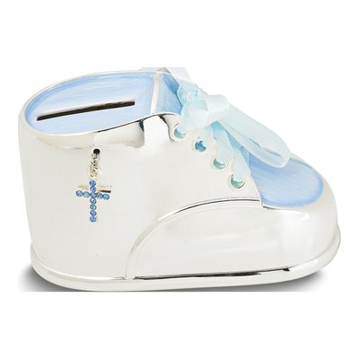 Blue Enameled Baby Shoe Bank