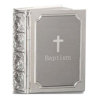 Silver-Tone Baptism Bible Keepsake Box