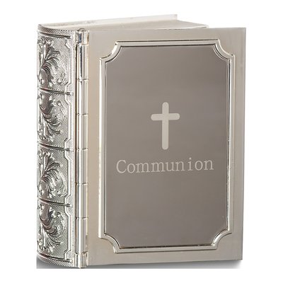 Ivory Enamel Communion Bible Keepsake Box