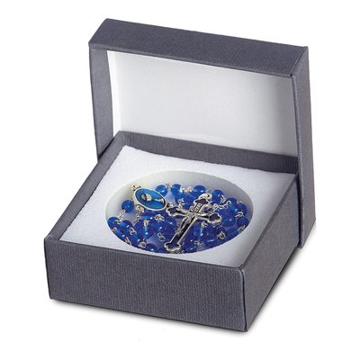 Blue Glass First Communion Rosary, 16 in – view 2