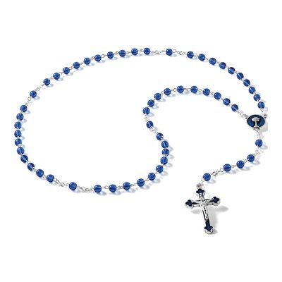 Blue Glass First Communion Rosary, 16 in – view 3