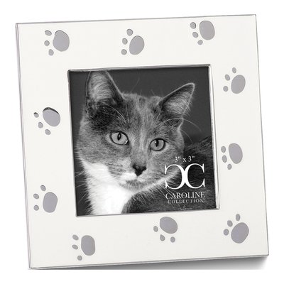 Silver-Tone Paw Prints 3x3 Photo Frame Gift