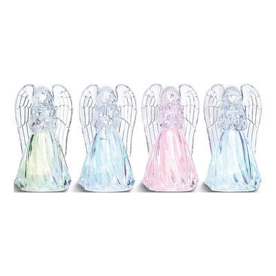 Set of 4 LED Lighted Acrylic Tricolor Angels