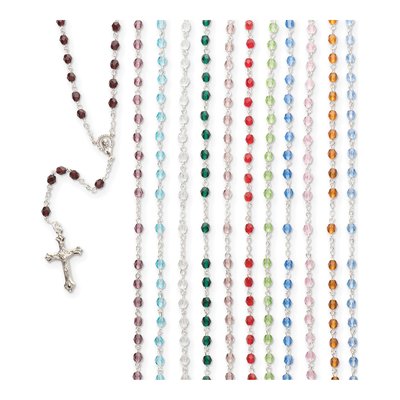 Birthstone Color Glass Bead Rosary Set of 12