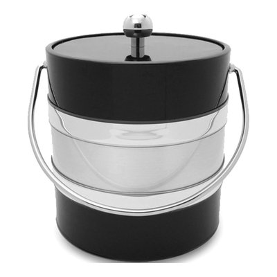 Black & Silver-Tone Insulated Ice Bucket