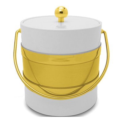 White & Gold-Tone Insulated 3-Qt Ice Bucket