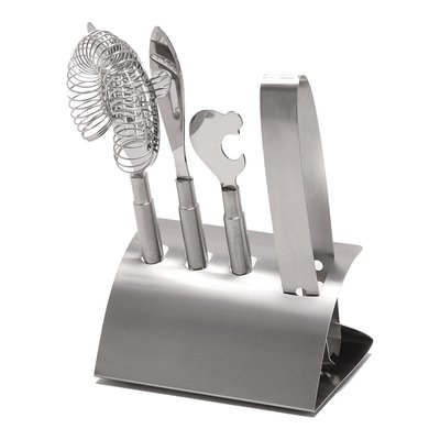 4-Piece Stainless Steel Bar Tool Set with Stand