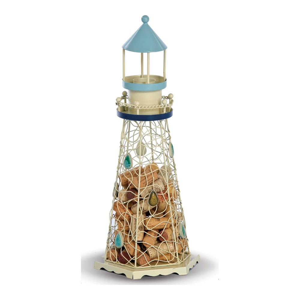 Ivory & Blue Lighthouse Wine Cork Caddy