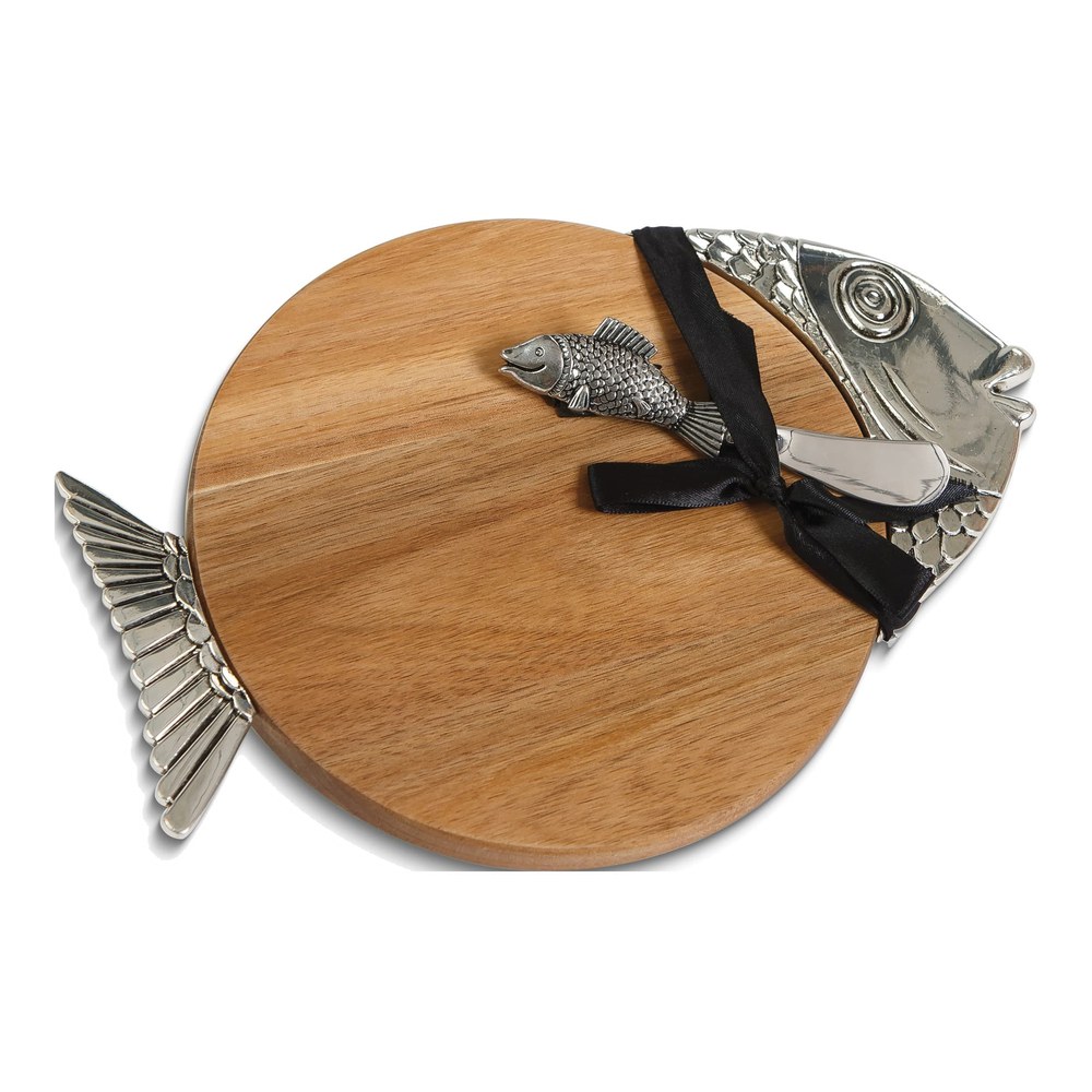 Acacia Wood Tropical Fish Cheese Board & Knife