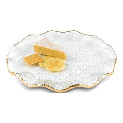 Badash Goldleaf Trimmed Wavy Glass Platter