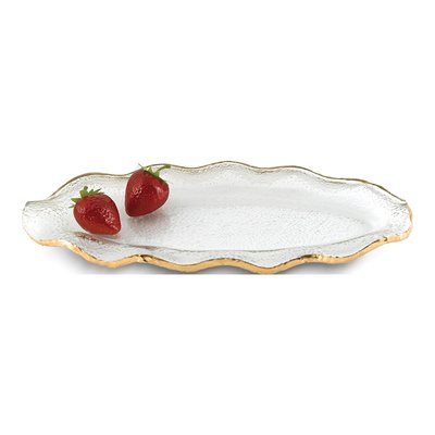 Badash Goldleaf-Trimmed Oval Glass Platter