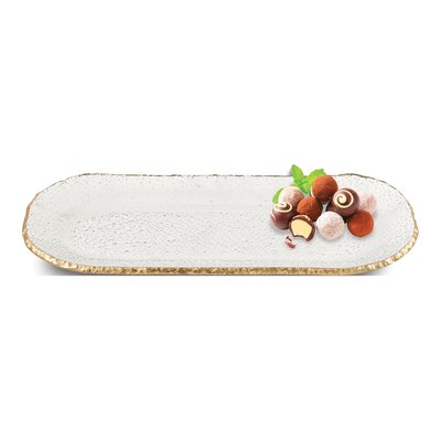 Badash Glass Oval Platter with Goldleaf Trim
