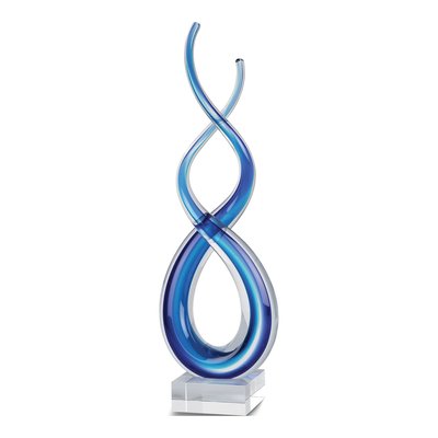 Badash Deep Blue Art Glass Centerpiece with Crystal Base