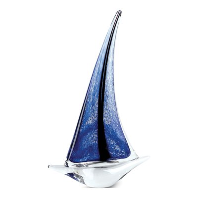 Badash Blue Sailboat Handcrafted Glass Figurine