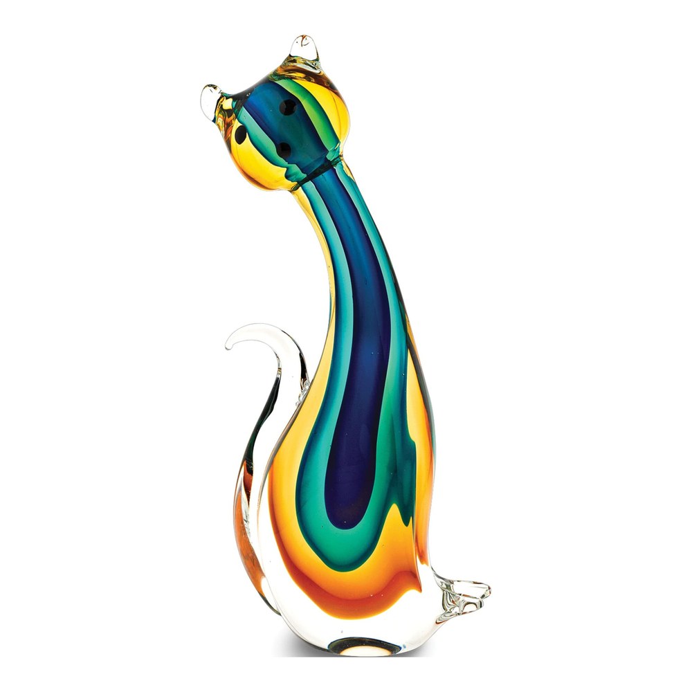 Badash Rainbow Art Glass Cat Figurine Gift