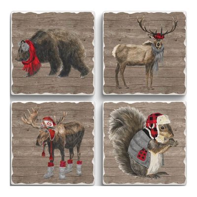 Set of 4 Tumbled Tile Stone Coasters