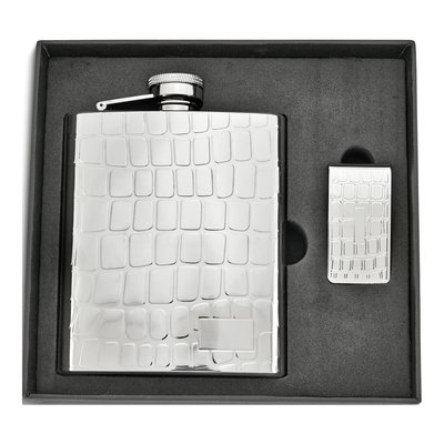 Stainless Steel Flask & Money Clip Gift Set