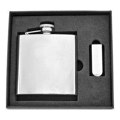 Stainless Steel Flask & Money Clip Gift Set