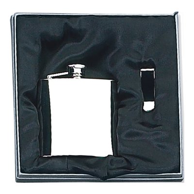 Stainless Steel Flask & Money Clip Gift Set