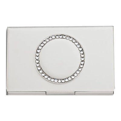 Engravable Business Card Case with Crystal Circle