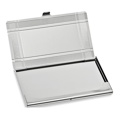 Nickel-Plated Striped Edge Business Card Case – view 2