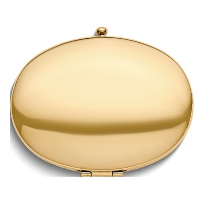 Gold-Tone Oval Compact Mirror with Magnifier