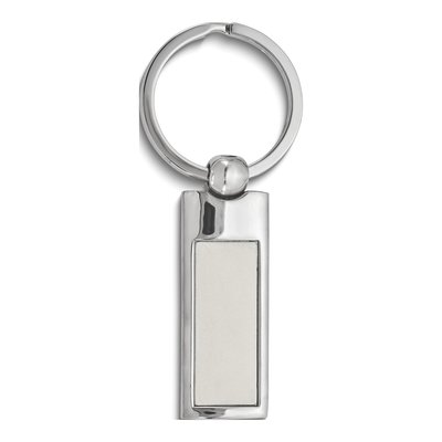 Engravable Silver-Tone Rectangle Key Ring