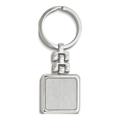 Engravable Silver-Tone Square Key Ring